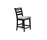 ZNTS Modern 2pc Counter Height Dining Chairs Black Color Ladder Back Frame Upholstered Cushion Seat Solid B011P218340