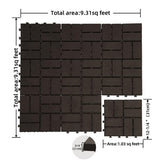 Patio Interlocking Deck Tiles, 12"x12" Square Composite Decking Tiles, Four Slat Plastic Outdoor W1859P184890