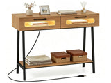 LED Console Table with Remote, 36 Narrow Entryway Table with 2 Fluted Drawers & Open Shelf, 16 RGB 10463961