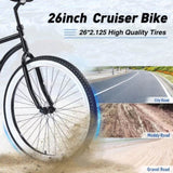 Single Speed Bicycles 26"Inch,Steel Frame, Wide Wheels for Stability, Rear Coaster Brakes,Multiple 58660422