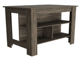 DEPOT E-SHOP Delos Kitchen Island, Four Legs, Three Shelves, Dark Brown B097132965