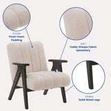Rella Modern Teddy Sherpa Accent Chair with Espresso Wood Frame T2574P241335