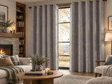 2pcs medium grey 100% opaque curtains with snap-on top, suitable for hanging. They have the 50503550