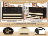 Full Size Murphy Bed with Large Drawers,Espresso N708P336203P