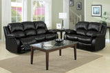 Comfortable Double Reclining Sofa 1pc Black Bonded Leather Match Solid Wood Plywood Frame Living B01166426
