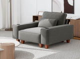 Dark Gray Chenille Deep Seat Single Sofa Chair with Brushed Stainless Steel Cup Holder and 41805235