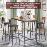 Bar stool 2-piece set, black dining table chair with backrest and footrest, thick cushion stool, 03465675