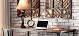 Industrial Inspired Desk With An Antique Black Metal Construction Replicated Wood Top And Caster B2741P342771