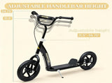 Black Kids Kick Scooter 5-12Y for Park & Neighborhood Riding, Non-slip Deck, Big Wheels with Safe 05504062