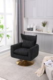 ZNTS Classic Mid-Century 360-degree Swivel Accent Chair, Black Linen W1361104584