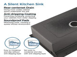 Stainless Steel Kitchen Sink, 23x19 Single Bowl, Undermount Handmade Sink in Black, with US 22229091