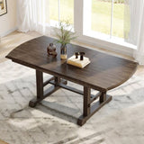 60"-78" Extendable Dining, Farmhouse Wooden Kitchen with Removable Leaf, Large Expanding N752P271802D