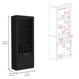 Nero 74-Inch Tall Bar Cabinet 4-Tier Modern Bar Cabinet with Glass Holder Stemware Rack, Wine B200P188833