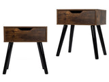 Set of 2 Mid Century Wood Side Table, End Table with 1 Storage Drawer, Nightstand for Bedroom Living W2181P144024