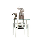 1-Piece Modern Tempered Glass Tea Table Coffee Table End Table, Square Table for Living Room, W241104206