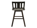 Pub Height Chairs Set of 2, Distressed Gray and Black 360-degree Swivel Chair Solid Rubberwood B011P194915