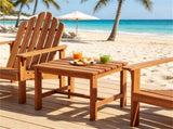 17 Acacia Wood Outdoor Side Table, Square Slatted Patio End Table with Drainage Design, HeavyDuty 86577775