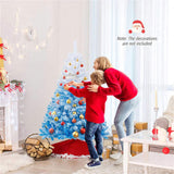 5ft Blue&White Xmas Tree - Flocked Snow-Melt Design, Sturdy Metal Stand, 456 Tips, Fireproof & 17188165