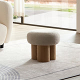 W8017-1 Mushroom stool, grieg plush cushion, wooden barrel PVC pipe, walnut finish W2085129982