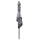 10 x 6.5t Rectangular Patio Solar LED Lighted Outdoor Umbrellas with Crank and Push Button Tilt for W65642332