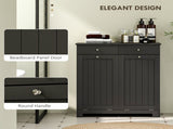 Black Laundry Hamper Cabinet 2 Tilt-Out Baskets, 2 Drawers, Sturdy Home Storage Unit 01594272