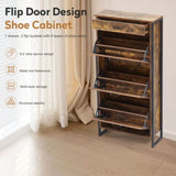 Shoe Cabinet with 3 Flip Drawers, Slim Freestanding Hidden Organizer with Drawer, metal handle W2948P245242