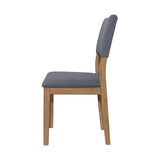 Set of 2 Blue Fabric Upholstered Dining Chairs, Brown B016P227282