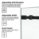 60*66" Fixed & Sliding Shower Door, Round Tube Hardware, Clear Glass Shower Door, 3/8 SGCC 37092779