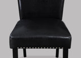 2pc Transitional Upholstered Side Chair with Nailhead Trim Black Faux Leather Upholstery Tufted B011P148067