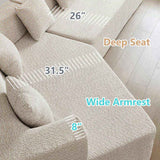 127.5'' Modern Minimalist Sofa With Deep Seat,No Assembly Needed 81311529