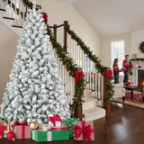 5FT Flocked Christmas Tree with 407 Tips Full PVC Artificial Plants Sturdy Metal Base Stand Party 20729680