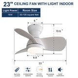 23 Inch Indoor Ceiling Fan With 3 Color Dimmable 3 ABS Blades Remote Control Reversible DC Motor W882P146321