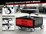 Height Adjustable Rolling Mechanic Stool with 3 Storage Drawers & 4-Compartment Tool Tray, SGS 61634038