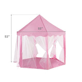 ZNTS 53"H Princess Castle Play Tent House with LED Star Lights for Kids, Indoor and Outdoor, Pink W2181P145237