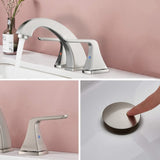 Widespread 2 Handles Bathroom Faucet with Pop Up Sink Drain Brushed Nickel W122466216