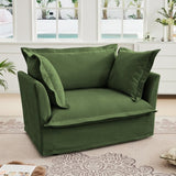 Slip-covered Armchair with 1 Big Back Cushion and 2 Big Toss Pillows, Single Deep Seat Comfy Single W3041P240130