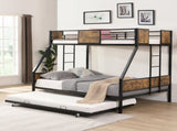 Twin Over FULL Metal Bunk Bed with Trundle 2 - Side Ladder and Full-Length Guardrail, No Box Spring W311133419