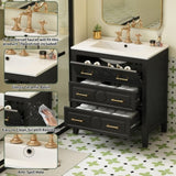 30'' Bathroom Vanity with Ceramic Sink Combo, Free Standing Single Vanity Set with 3 Drawers, Solid N710P246209B