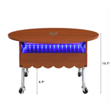 Round Lift-Top Coffee Table with Wheels, Metal Frame and Multi-Color Lighting in 27.6" GL-N735P231430N