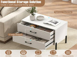White 2-Drawer Nightstand with Anti-Tipping Kit & Metal Legs, Modern Minimalist Storage Nightstand 83414498