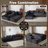 Compression Sectional Couch with Comfy Chaise, Boneless L Shape Sofa with Deep Seat, Minimalist 97457428
