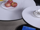 Set of 2 Round Nesting Coffee Table for Small Place, living room end table with white sintered stone W2899P405896