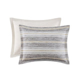 Oversized Chenille Jacquard Striped Comforter Set with Euro Shams and Throw Pillows B035128974