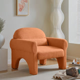 modern boucle accent chair with lumbar pillow for living room W848141060