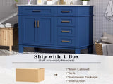 36" Blue Modern Bathroom Vanity with Ceramic Sink, Soft Close Doors, 4 Drawers for Storage, Elegant N729P253935C
