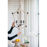 4 - Light Wood Chandelier, Hanging Light Fixture with Adjustable Chain for Kitchen Dining Room Foyer W2078138927