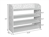 Wood-plastic Board Four Tiers Carved Shoe Rack White B 31111273