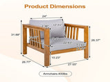 Outdoor Acacia Wood Club Chair with Modern Square Arms, Patio Chair with Thick Cushion, Adjustable N704P448452E