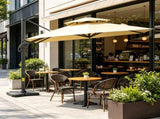 10ft Beige Hanging Cantilever Patio Umbrella Square Shape Aluminum Cross Base Tilt 360-Degree 82353918