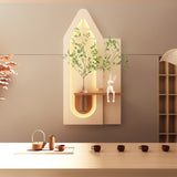 Adjustable 3-Color LED Sandstone Wall Decor with Simulated Green Plants - 3D Art Sculpture, Glass W2700P313032